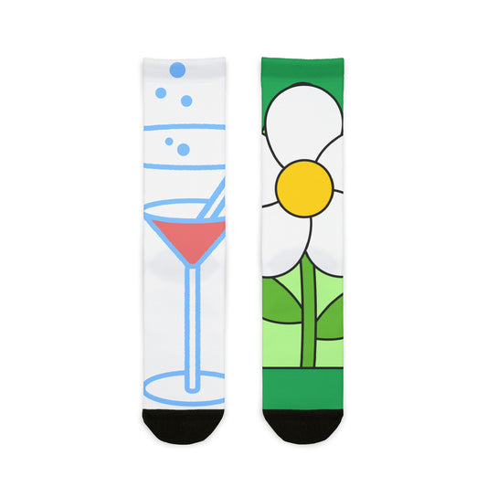 Flowers & Drinks Please Sublimation Crew Socks