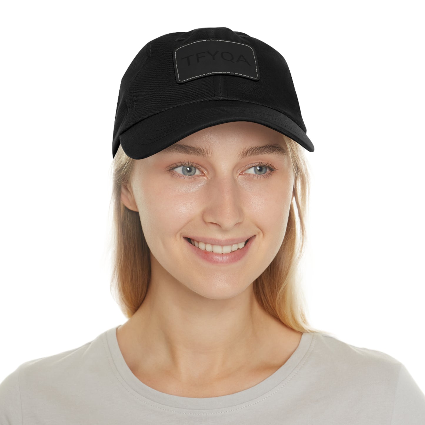 Dad Hat with Leather Patch (Rectangle) Think For Yourself Question Authority